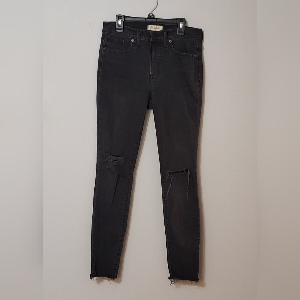 Madewell 9 inch High Rise Distressed Raw Hem Skinny Jeans Size 28